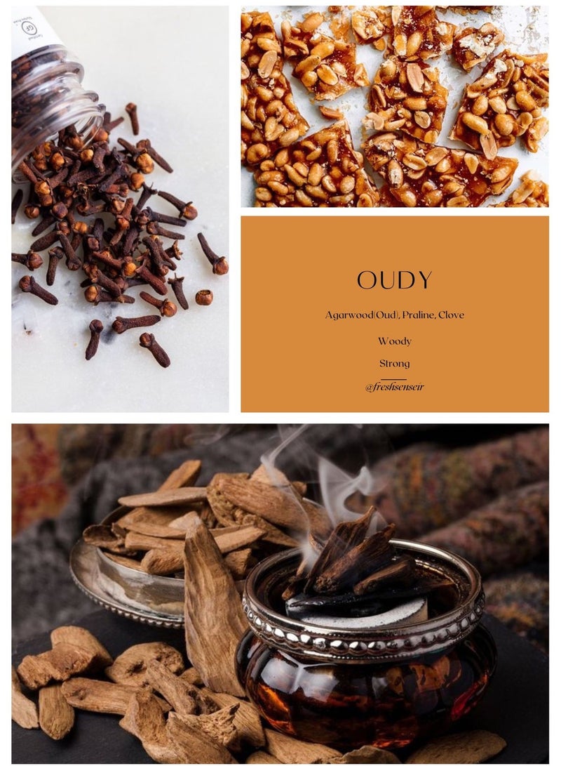فريش سينس OUDY زيت عطر الديفيوزر – مزيج أروماثيرابي بخشب العود، البرالين، والقرنفل – Made in UK - Image 2