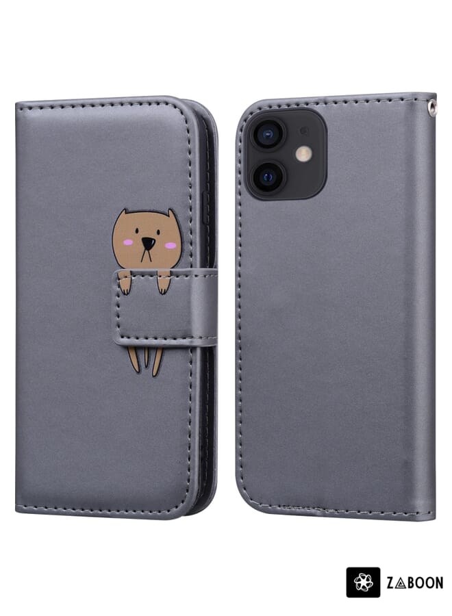 Zaboon Protective Case For iPhone 12 mini Cartoon Buckle Horizontal Flip Leather - Image 1