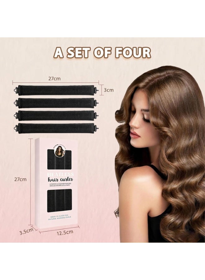 اترجسز Heatless الشعر Curler مجموعة للنساء، مخملية مرنة Curlers لا حرارة لـ Heatless Curls بين عشية وضحاها، عصا نفخ ناعمة للشعر الطويل والقصير، أدوات تصميم النوم، 4 أجهزة كمبيوتر شخصية (أسود) - Image 5