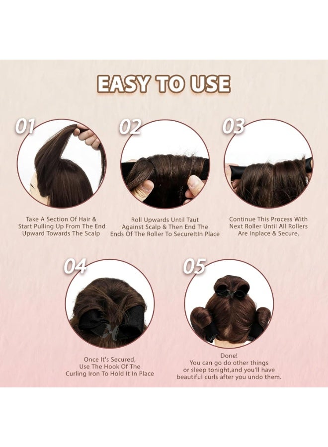 اترجسز Heatless الشعر Curler مجموعة للنساء، مخملية مرنة Curlers لا حرارة لـ Heatless Curls بين عشية وضحاها، عصا نفخ ناعمة للشعر الطويل والقصير، أدوات تصميم النوم، 4 أجهزة كمبيوتر شخصية (أسود) - Image 4