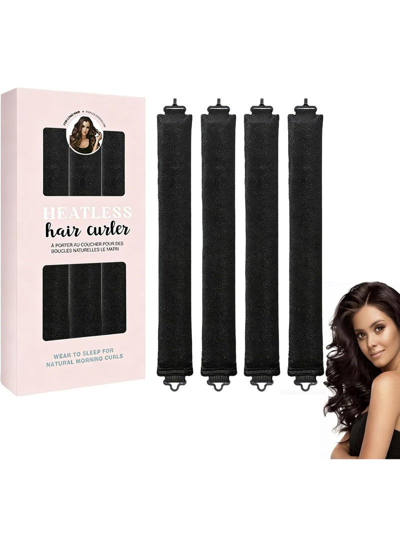 اترجسز Heatless الشعر Curler مجموعة للنساء، مخملية مرنة Curlers لا حرارة لـ Heatless Curls بين عشية وضحاها، عصا نفخ ناعمة للشعر الطويل والقصير، أدوات تصميم النوم، 4 أجهزة كمبيوتر شخصية (أسود) - Image 1
