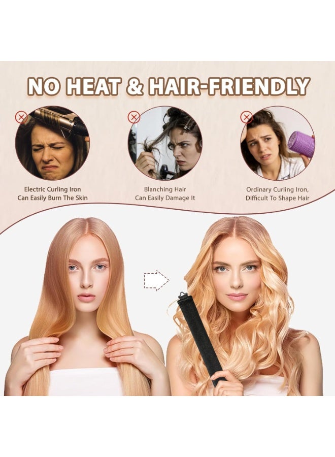 اترجسز Heatless الشعر Curler مجموعة للنساء، مخملية مرنة Curlers لا حرارة لـ Heatless Curls بين عشية وضحاها، عصا نفخ ناعمة للشعر الطويل والقصير، أدوات تصميم النوم، 4 أجهزة كمبيوتر شخصية (أسود) - Image 2