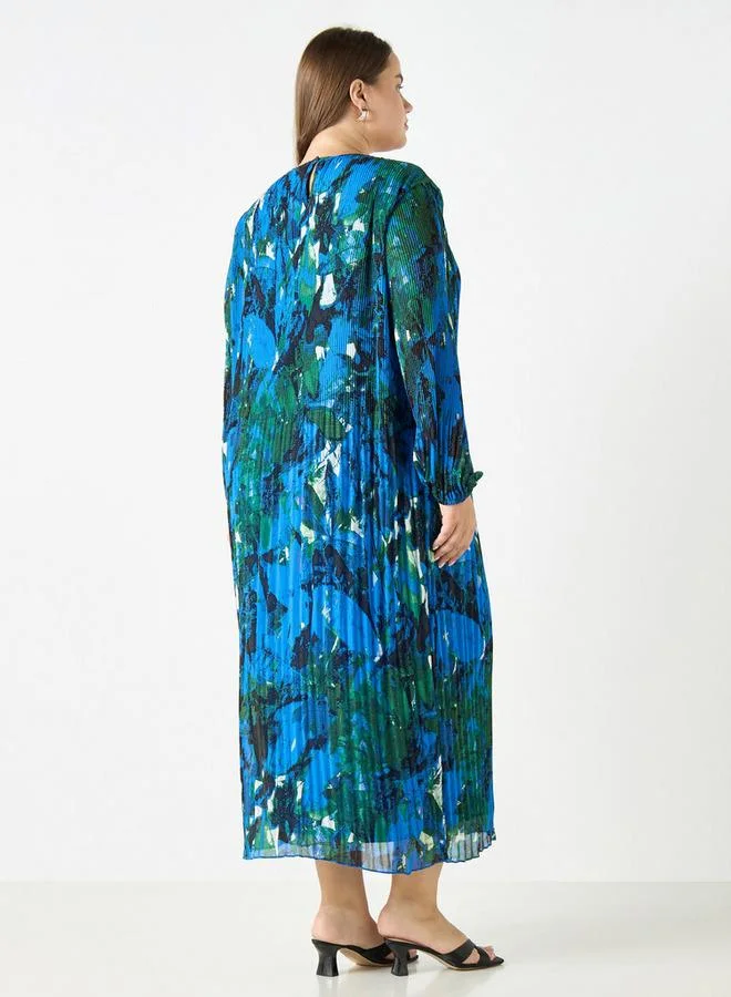 أولا بوبكن فستان بمقاس كبير بأكمام طويلة وطبعات من أولا بوبكن