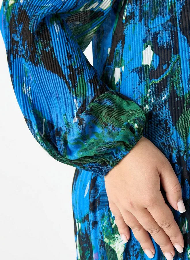 أولا بوبكن فستان بمقاس كبير بأكمام طويلة وطبعات من أولا بوبكن