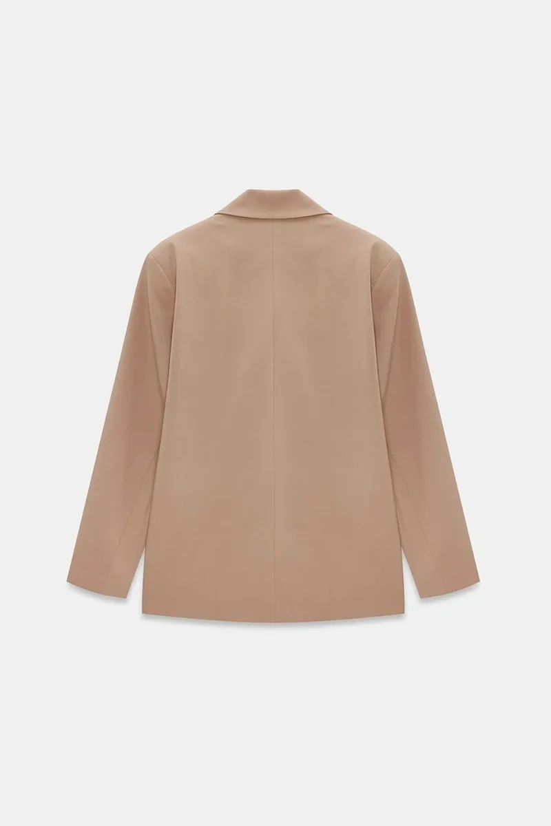Dilvin Beige Natural DILVIN Long Crepe Blazer Jacket for Women | Best Price UAE