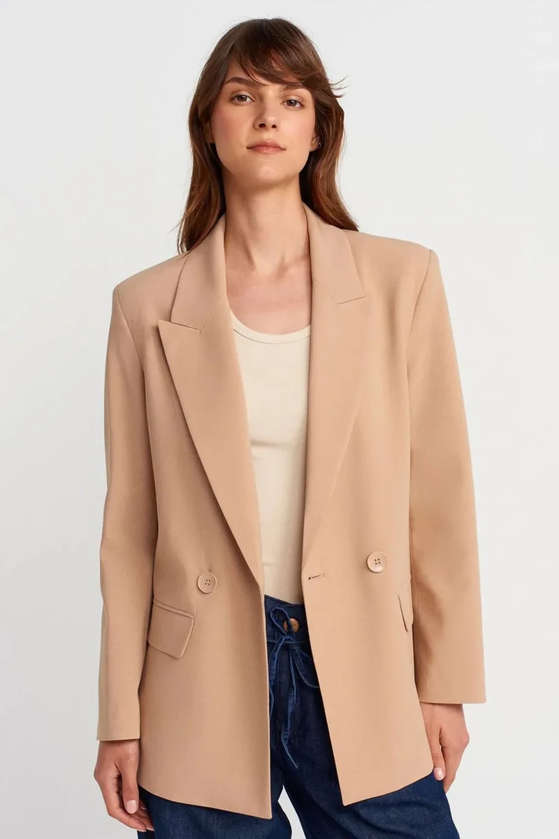 DILVIN Long Crepe Blazer Jacket