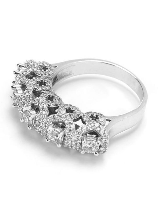 3Diamonds Platinum & Rhodium Plated Zircon Cluster Ring – Bold Shine for Events - Image 3