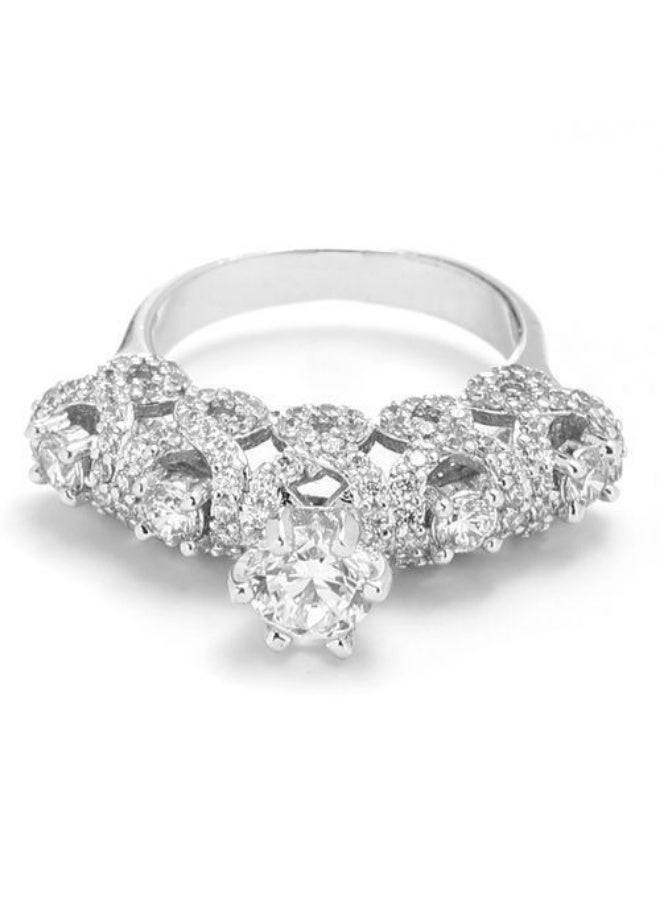 3Diamonds Platinum & Rhodium Plated Zircon Cluster Ring – Bold Shine for Events - Image 5