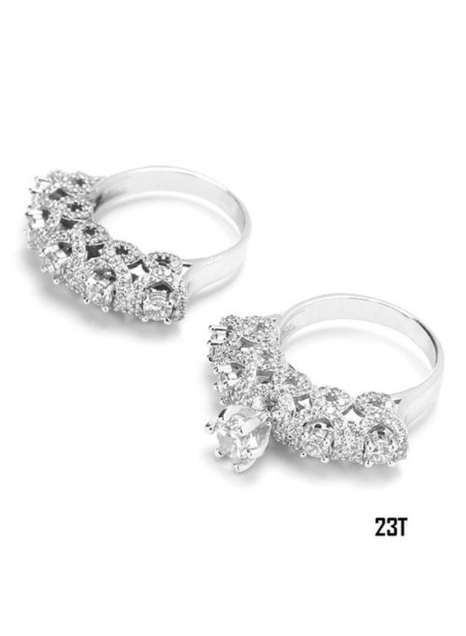 3Diamonds Platinum & Rhodium Plated Zircon Cluster Ring – Bold Shine for Events - Image 1
