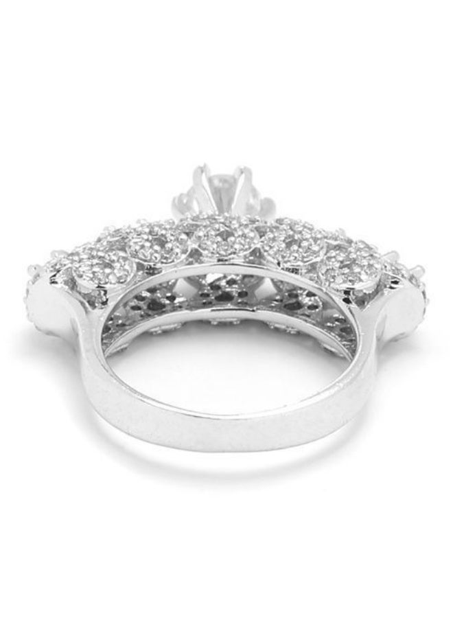 3Diamonds Platinum & Rhodium Plated Zircon Cluster Ring – Bold Shine for Events - Image 4