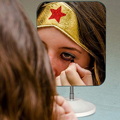 YEAKE Adjustable Flexible Gooseneck Makeup Mirror,360°Rotation Folding Portable Desk Vanity Mirror with Stand Shower Shaving Cosmetic Mirror Square - Image 5