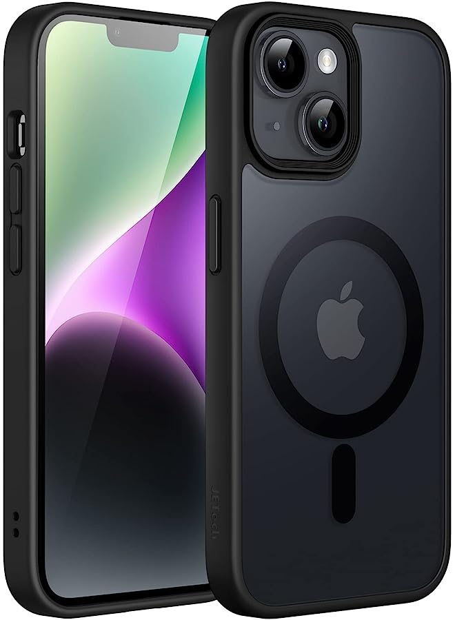 Jetech Magnetic Case For Iphone 14 6.1-Inch Compatible With Magsafe, Translucent Matte Back Slim Shockproof Phone Cover (Black) - Image 1