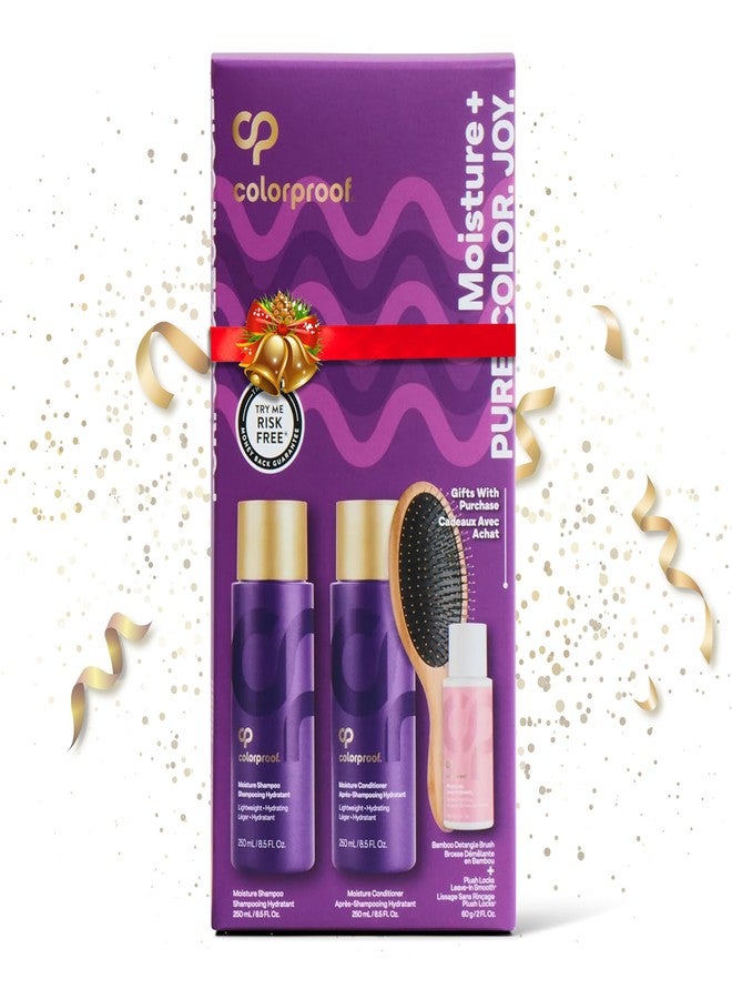 كولوربروف مجموعة هدايا ترطيب الشعر المقاومة للألوان والتي لا تتلاشى: شامبو وبلسم مرطبان بحجم 240 مل + بلسم للشعر المبلل بحجم 60 مل + فرشاة لفك التشابك - Image 1
