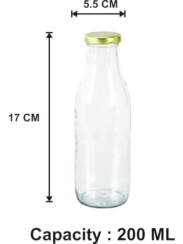 Somil Glass Storage And Serving Bottle With Metal Lid For Water, Milk, & Other Drinks, Transparent, Food Grade, Smell & Spot Free, 200 Ml Pack Of 2 - Image 3