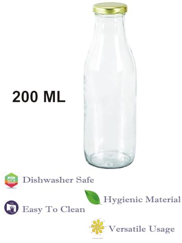 Somil Glass Storage And Serving Bottle With Metal Lid For Water, Milk, & Other Drinks, Transparent, Food Grade, Smell & Spot Free, 200 Ml Pack Of 2 - Image 4