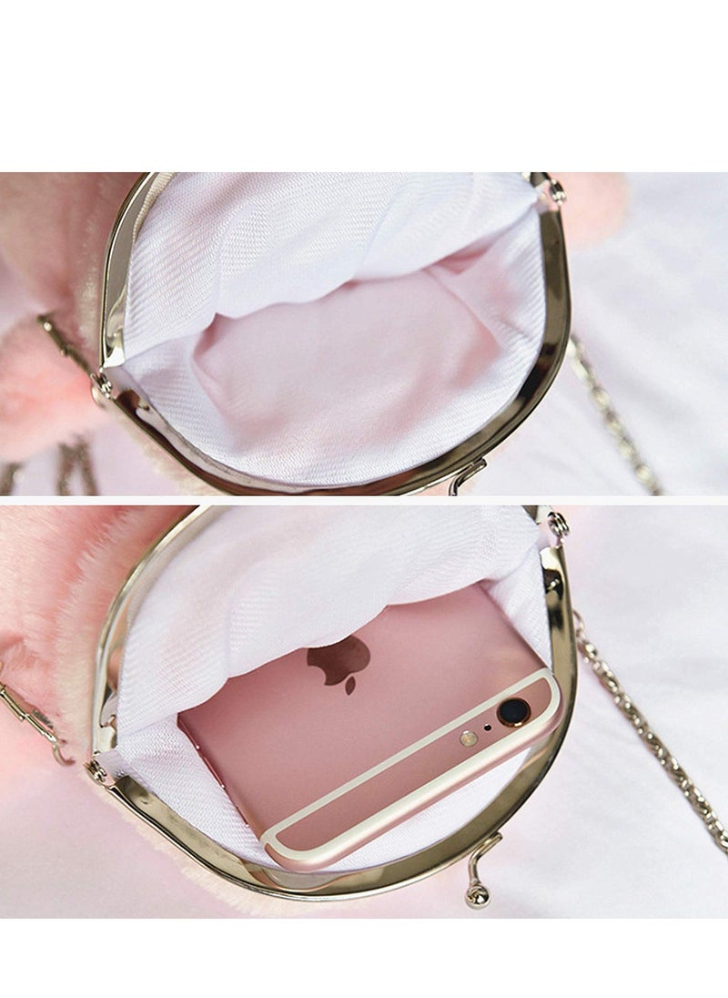 SYOSI - Women Plush Crossbody Bag, Lovely Chick Purse Crossbody Fluffy Fur Coin Wallet Chain Pouch, Chic Small Shoulder Purse Cell Phone Wallet for Girls Yellow - Image 1