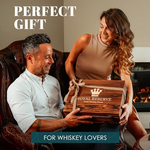 Royal Reserve Whiskey Decanter Gift Set by Royal Reserve – Liquor Bourbon Decanter 24 oz 750 ml with Glasses, Chilling Stones, Coasters and Tong – Whiskey Gifts for Men, Husband, Dad, Boyfriend - Image 5