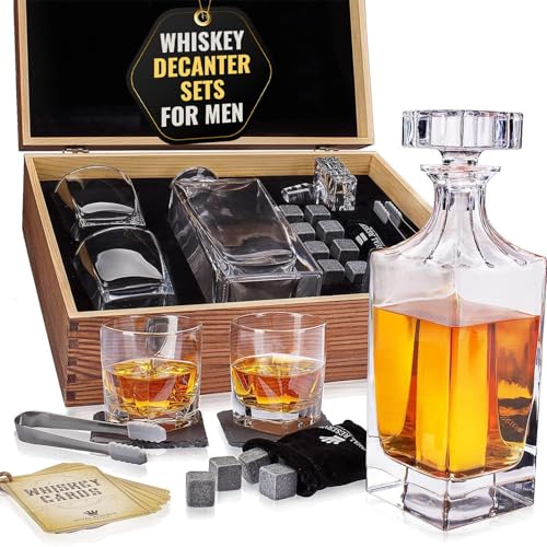 Royal Reserve Whiskey Decanter Gift Set by Royal Reserve – Liquor Bourbon Decanter 24 oz 750 ml with Glasses, Chilling Stones, Coasters and Tong – Whiskey Gifts for Men, Husband, Dad, Boyfriend - Image 1