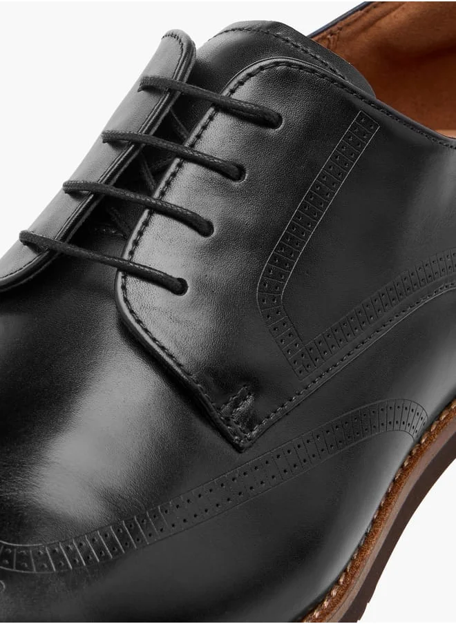 DUCHINI Men's Perforated Derby Shoes with Lace-Up Closure