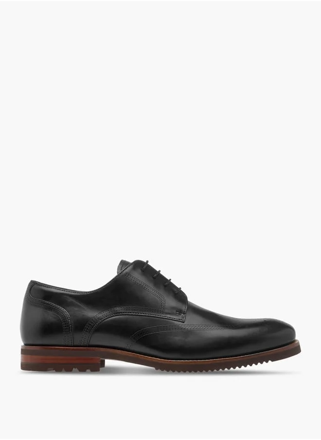 DUCHINI Men's Perforated Derby Shoes with Lace-Up Closure