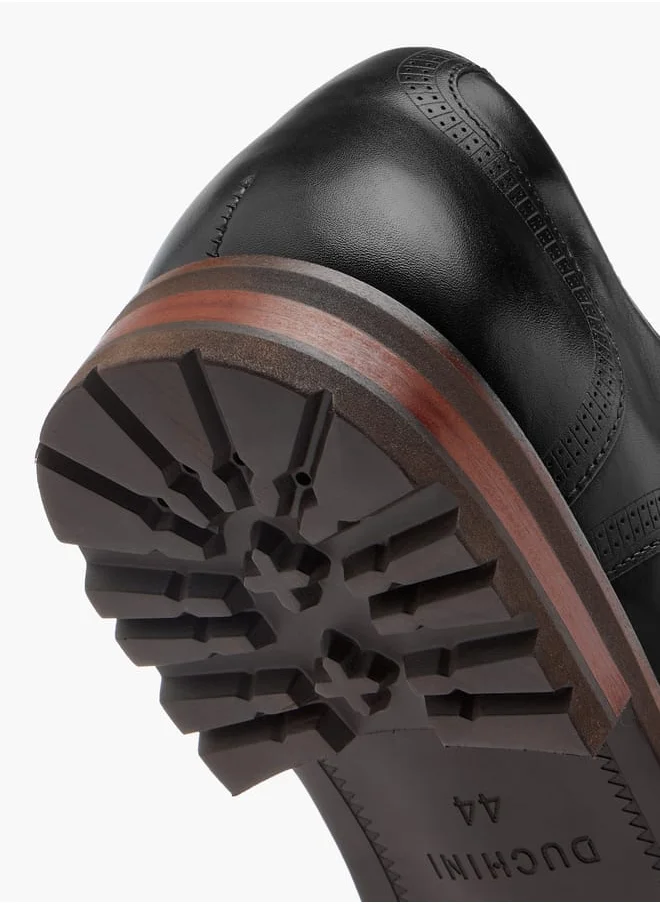 DUCHINI Men's Perforated Derby Shoes with Lace-Up Closure