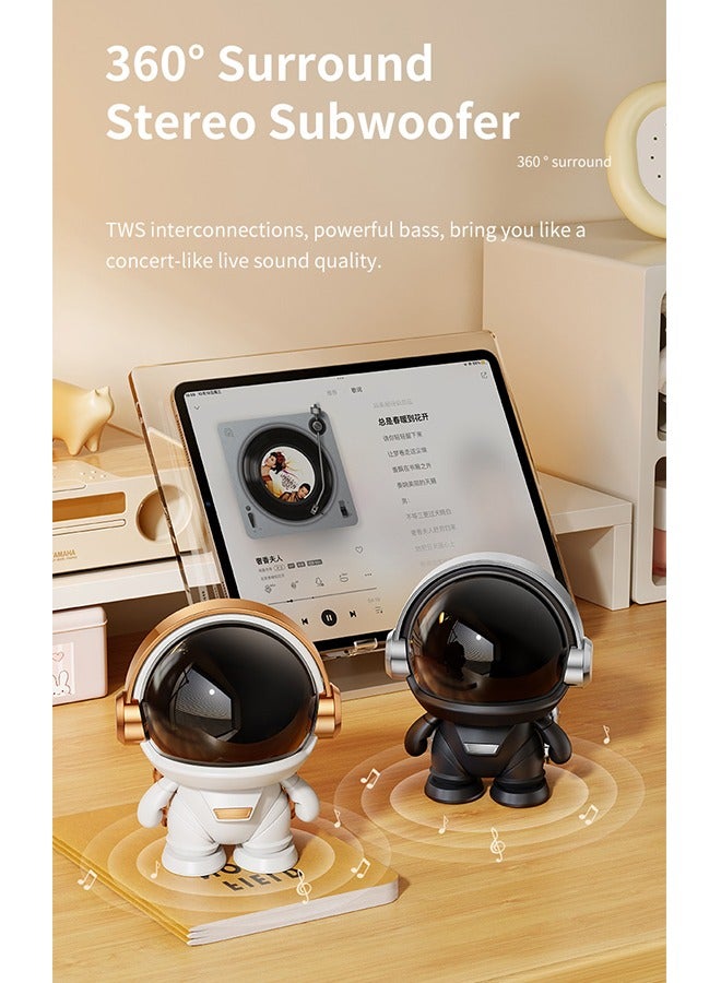 Portable Wireless Small Speaker, Astronaut Bluetooth Speakers Wireless, Cute Cartoon Colourful Ambient Light, Bluetooth 5.0 Technology, with TWS Pairing, Decor for Home/Party/Outdoor/Beach(White)  - Image 4