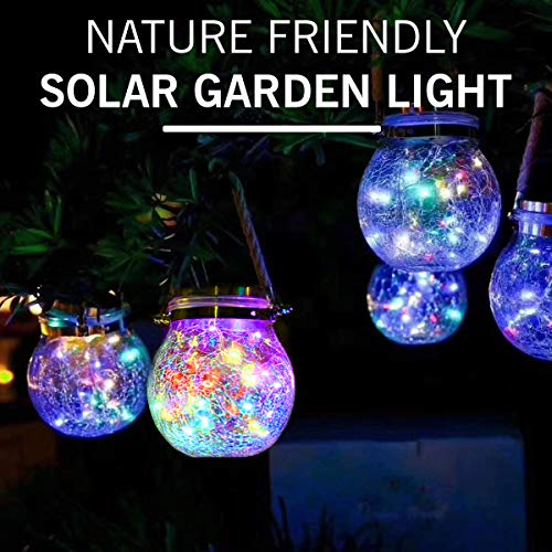 Epyz Solar Crackle Jar Light | Waterproof Hanging Decorative Solar Lantern for Garden, Balcony, Patio & Outdoor Lighting – Warm White LED [ Pack of 1, Multicolor,20LED ] - Image 4