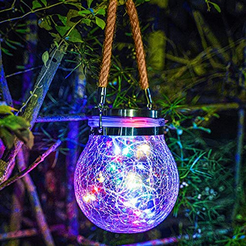 Epyz Solar Crackle Jar Light | Waterproof Hanging Decorative Solar Lantern for Garden, Balcony, Patio & Outdoor Lighting – Warm White LED [ Pack of 1, Multicolor,20LED ] - Image 1