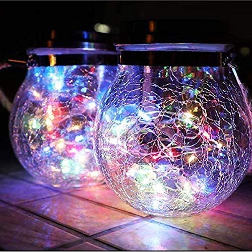 Epyz Solar Crackle Jar Light | Waterproof Hanging Decorative Solar Lantern for Garden, Balcony, Patio & Outdoor Lighting – Warm White LED [ Pack of 1, Multicolor,20LED ] - Image 2