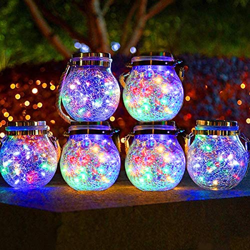 Epyz Solar Crackle Jar Light | Waterproof Hanging Decorative Solar Lantern for Garden, Balcony, Patio & Outdoor Lighting – Warm White LED [ Pack of 1, Multicolor,20LED ] - Image 3