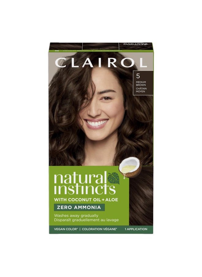 CLAIROL - Natural Instincts Demi-Permanent Hair Dye, 5 Medium Brown Hair Color, Pack of 1 - Image 1