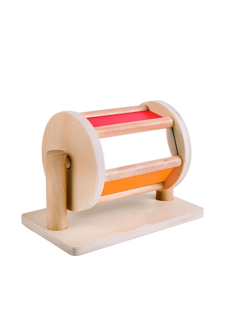 KASTWAVE Montessori Spinning Drum Toy for 6 Month Baby Infant, Infant Developmental Wooden Toy Montessori-inspired Baby Toy Educational Spinning Drum Montessori Toy for Boy Girls  Birthday Gift - Image 1