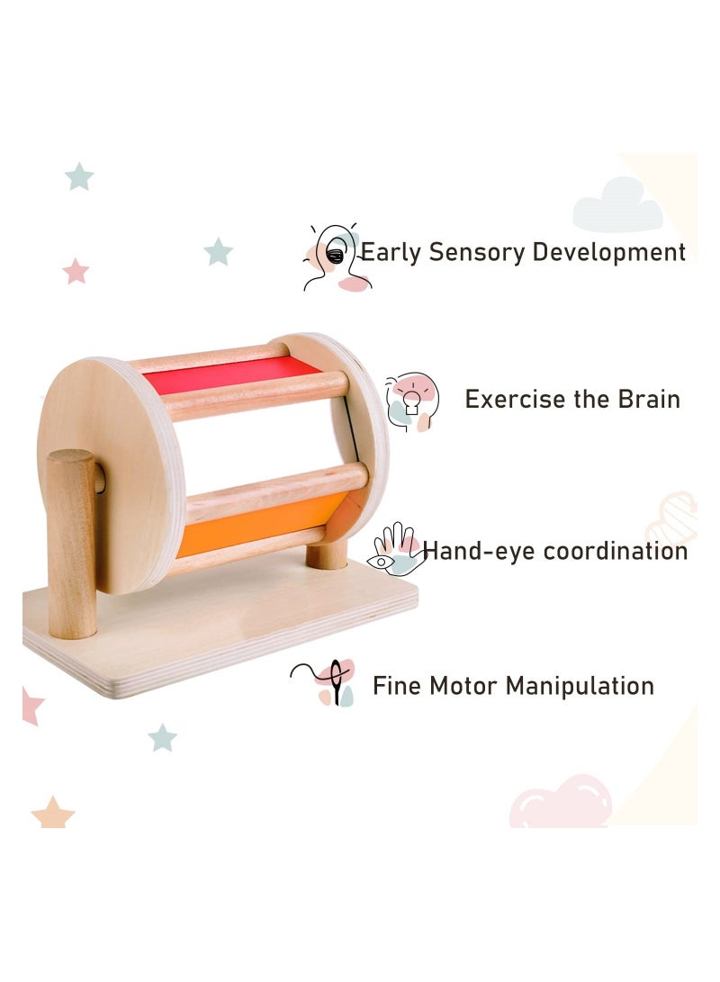 KASTWAVE Montessori Spinning Drum Toy for 6 Month Baby Infant, Infant Developmental Wooden Toy Montessori-inspired Baby Toy Educational Spinning Drum Montessori Toy for Boy Girls  Birthday Gift - Image 3