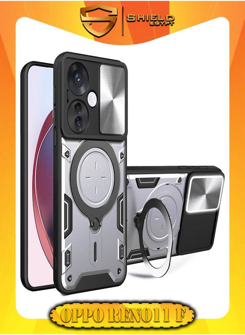 SHIELD EGYPT - SHIELD EGYPT For Oppo Reno 11F Armored Camera Shield Cover Camera Lend Protection, Built-in 360° (Silver) - Image 1