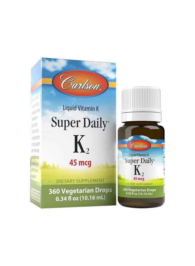 Carlson Super Daily K2 45 Mcg Liquid Vitamin K Circulation & Blood Health Bone Health K2 Vitamin Vitamin K Supplement Vitamin K2 Mk7 Unflavored 360 Drops - Image 1