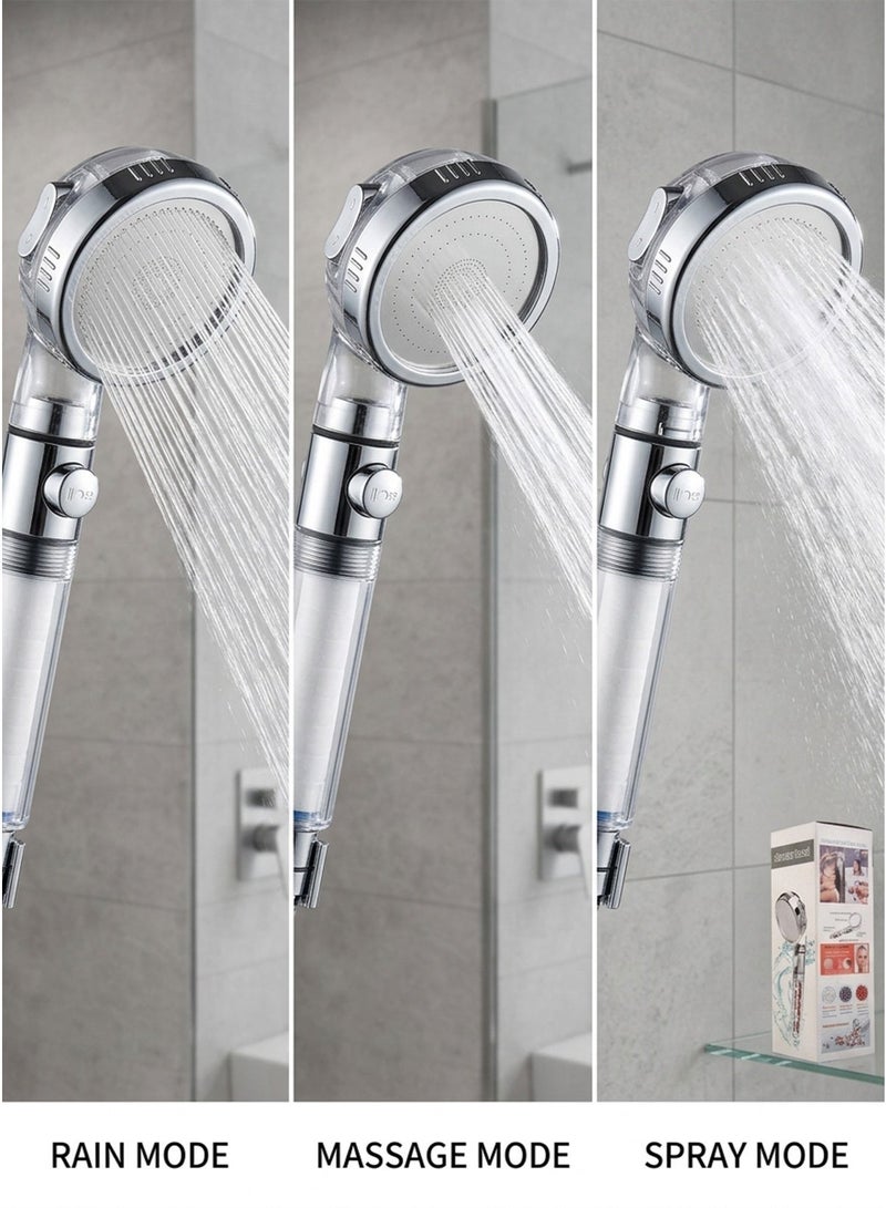 Negative Ions Shower Head with One-Key Water Stop – 3-Speed Adjustable Pressure Booster & PP Cotton Filter - Image 4