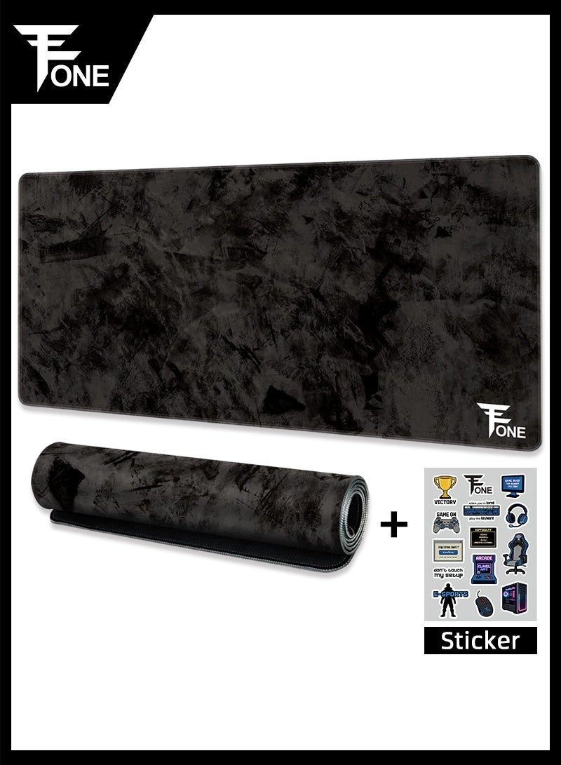 فون لوحة ماوس جيمنج سوداء، مقاس 3XL 1200×600×4 مم، 2XL 900×400×3 مم، XL 800×300×3 مم – لوحة ماوس كبيرة ممتدة مقاومة للماء، قاعدة مطاطية مانعة للانزلاق، تحكم سلس وثابت، ملصقات مجانية مرفقة. - Image 1