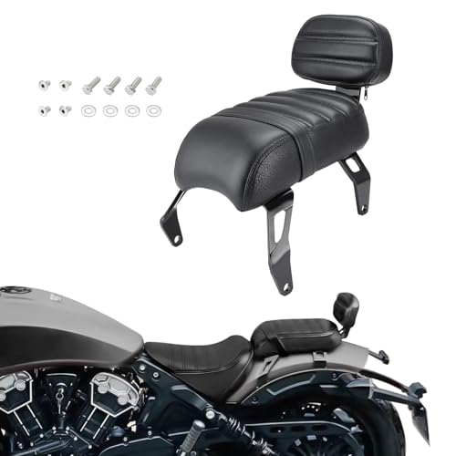 FIASRAC Passenger Seat with Backrest for Indian Scout Bobber 20182024 Quick Detach Design Detachable Pillion Seat Waterproof PU Leather Motorcycle Rear Seat Replacement for Part 2882853VBA Black - Image 1