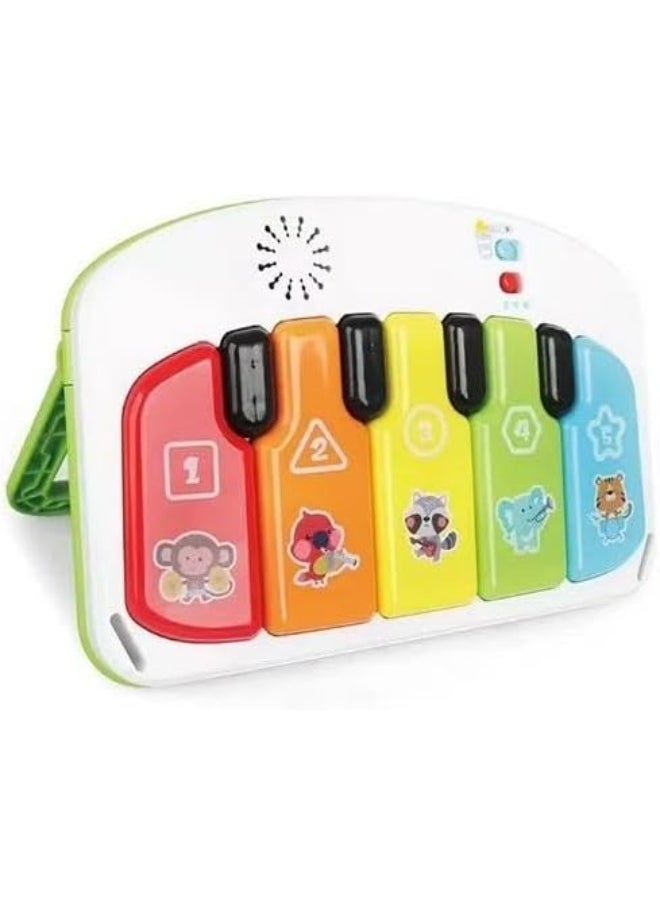 Tiibaby Electronic Piano Keyboard for Kids, 5 Colourful Keys with Animal Graphics, Musical Learning Toy with Light Effects  - Image 1