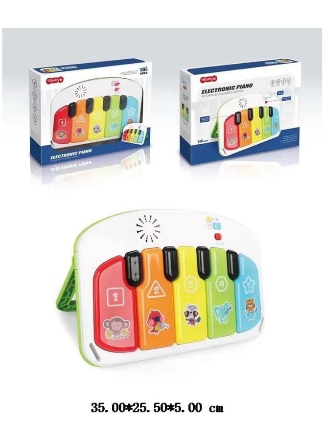 Tiibaby Electronic Piano Keyboard for Kids, 5 Colourful Keys with Animal Graphics, Musical Learning Toy with Light Effects  - Image 2