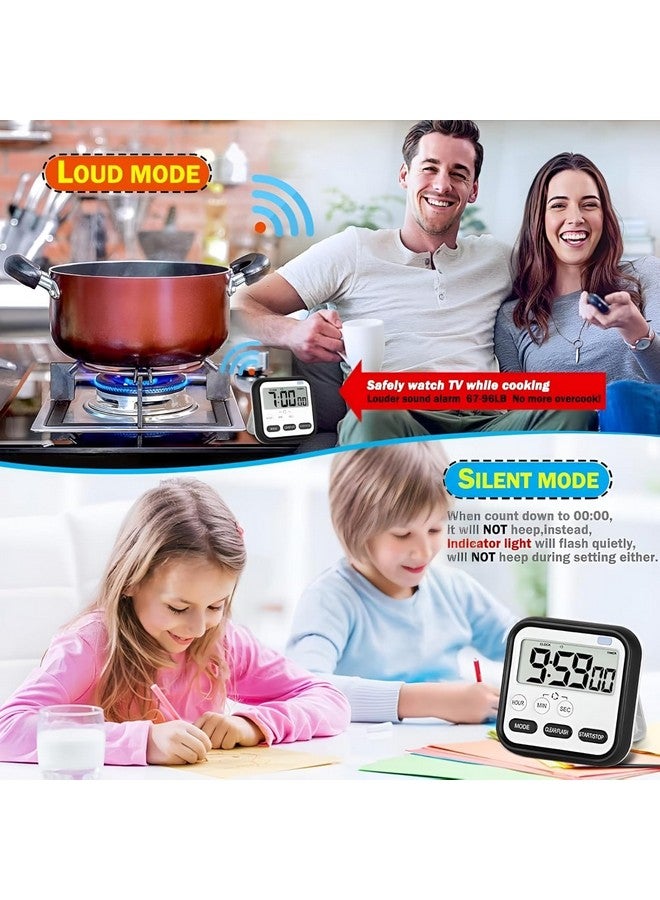 GNASTAS مؤقت مطبخ إلكتروني رقمي GNASTAS مع شاشة LCD وقاعدة قابلة للسحب، ساعة تنبيه للطبخ بدون بطاريات 1 قطعة (أسود) - Image 3