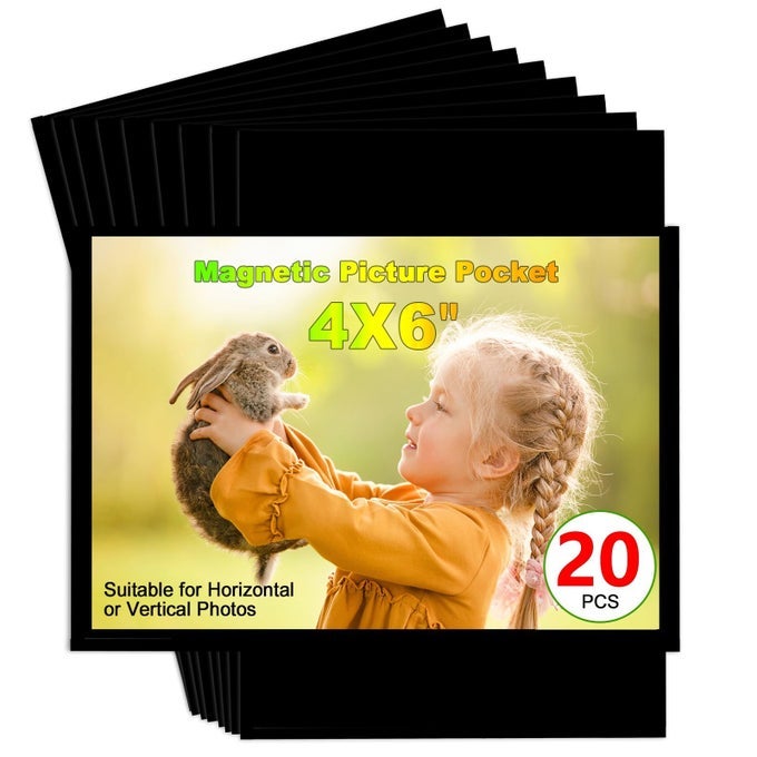 BLACK MAGNETIC PICTURE FRAME 4X6 FOR REFRIGERATOR20 PACKBLACK PHOTO MAGNETS SLEEVES