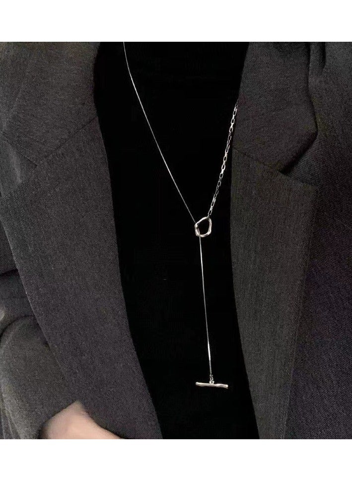 Goolsky Titanium Steel Interlocking Clasp Hoodie Necklace – Women’s Long Sweater Chain, Lightweight Luxury Autumn/Winter Accessory  - Image 1