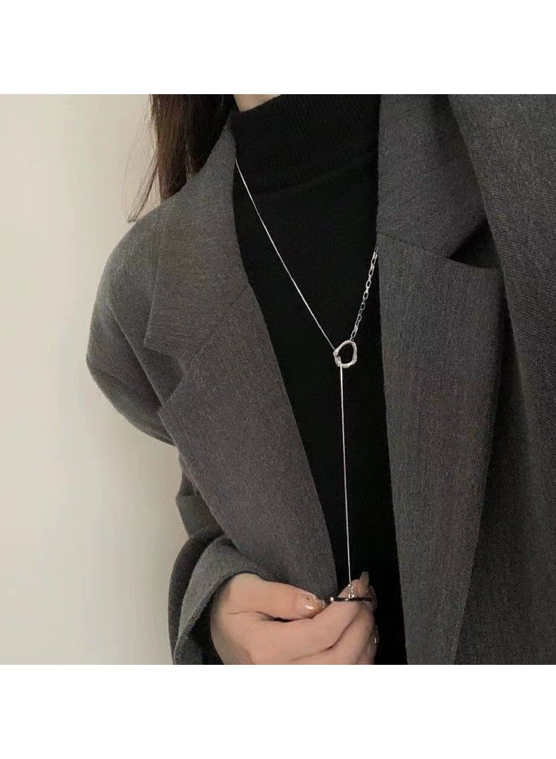 Goolsky Titanium Steel Interlocking Clasp Hoodie Necklace – Women’s Long Sweater Chain, Lightweight Luxury Autumn/Winter Accessory  - Image 2