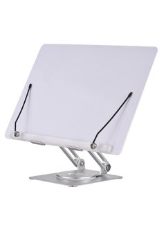 Desktop Book Stand for Reading with 360° Rotating Base & Page Clips Foldable and Angle Adjustable for Cooking Book Holder Textbook Recipe Magazine Document Storybook Tablet Pad