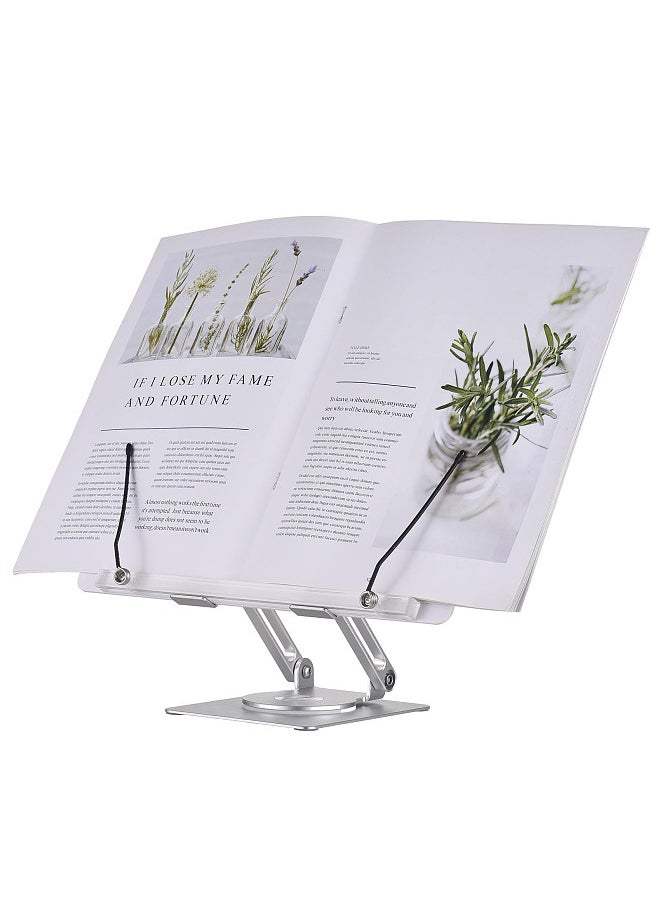 Generic - Desktop Book Stand for Reading with 360° Rotating Base & Page Clips Foldable and Angle Adjustable for Cooking Book Holder Textbook Recipe Magazine Document Storybook Tablet Pad - Image 1