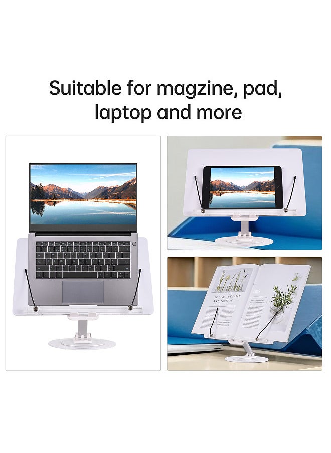 Generic - Desktop Book Stand for Reading with 360° Rotating Base & Page Clips Foldable and Angle Adjustable for Cooking Book Holder Textbook Recipe Magazine Document Storybook Tablet Pad - Image 1