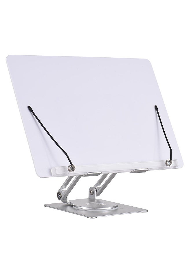 Generic - Desktop Book Stand for Reading with 360° Rotating Base & Page Clips Foldable and Angle Adjustable for Cooking Book Holder Textbook Recipe Magazine Document Storybook Tablet Pad - Image 1