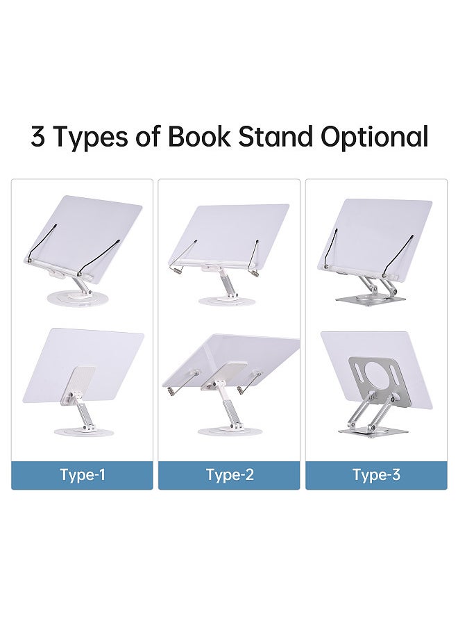 Generic - Desktop Book Stand for Reading with 360° Rotating Base & Page Clips Foldable and Angle Adjustable for Cooking Book Holder Textbook Recipe Magazine Document Storybook Tablet Pad - Image 1