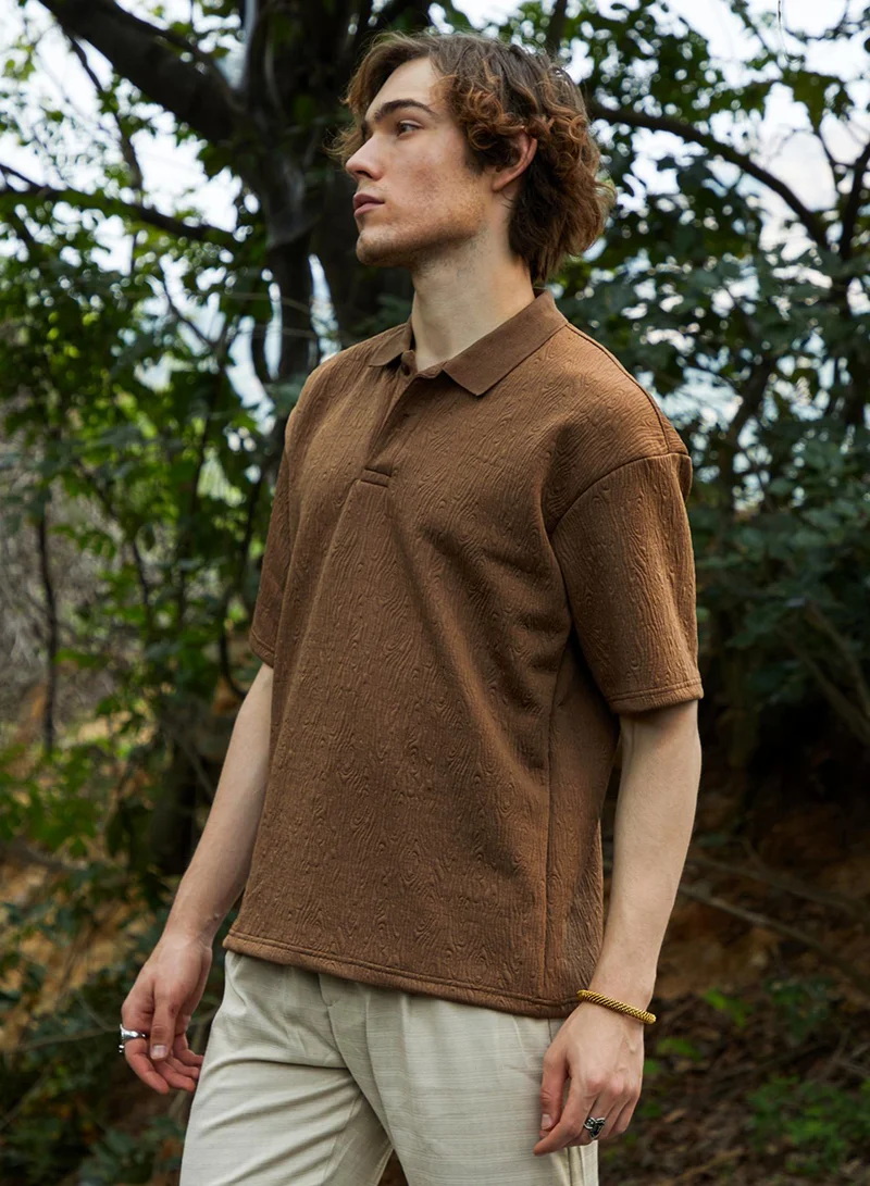 كامبوس سوترا Men's Chestnut Brown Ripple-Tactile T-Shirt